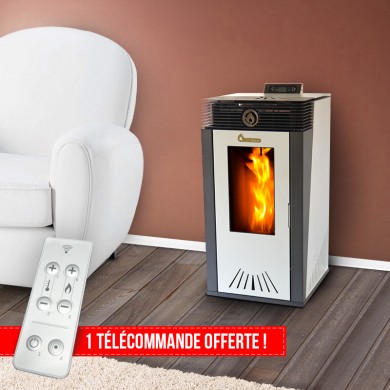 Poêle à Granulés Blanc ALMA - EMAFLAM - 9 kW