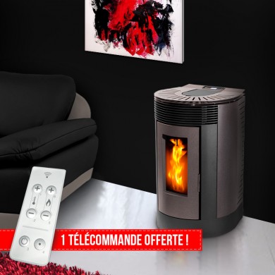 Poêle à Granulés ALMA rond 9 kW Noir