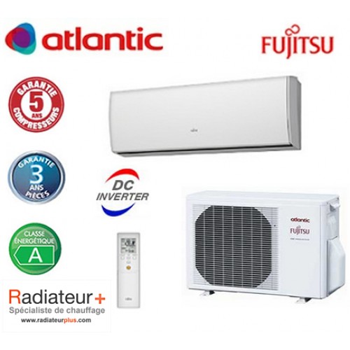Climatisation Mono-split Design Réversible DC Inverter ATLANTIC Fujitsu - (2.5kW) - ASYG 9 LU - 817109