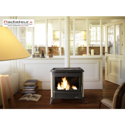 Poêle en fonte Modena - INVICTA - Finition Anthracite/Ivoire