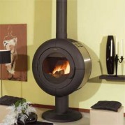Poêle à bois contemporain TOPAZE 10,6 kW Peint anthracite et décor inox GODIN 371101