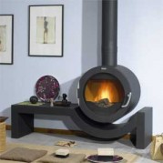 Poêle à bois contemporain ORLANDO 10,6 kW Peint anthracite GODIN 371105