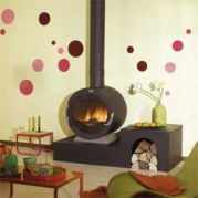 Poêle à bois contemporain GRAPHIC 10,6 kW Peint anthracite et support acier peint gris alu GODIN 371109