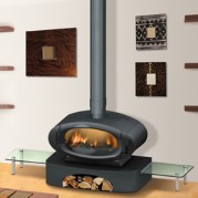 Poêle à bois contemporain AUCH 12 kW Peint anthracite GODIN 371121