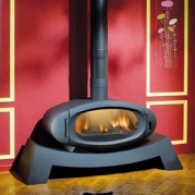 Poêle à bois contemporain MIHOT 12 kW Peint anthracite GODIN 371127