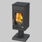 Poêle à bois contemporain LAMTA 7,5 kW Peint anthracite GODIN 377117