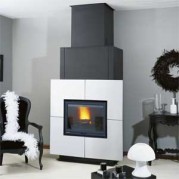 Poêle à bois contemporain ARTIC 2 12 kW Peint anthracite et décor inox GODIN 680126