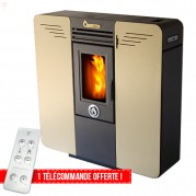 Poêle à Granulés SANDRO 9 kW Rouge modèle ultra plat - RadiateurPlus.com