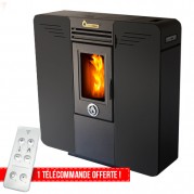 Poêle à Granulés SANDRO 9 kW Noir modèle ultra plat - RadiateurPlus.com