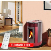 Poêle à Granulés SANDRO 9 kW Rond Rouge - RadiateurPlus.com