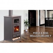 Poêle à bois DELUXE F de BELLEZA avec Four 11 KW et 110m² de surface de chauffe - 