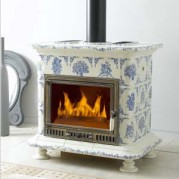 Poêle traditionnel CALVI 12 kW Céramique décor floral GODIN 630128