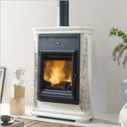 Poêle traditionnel CARDAMOME 15 kW Céramique décor floral GODIN 630129