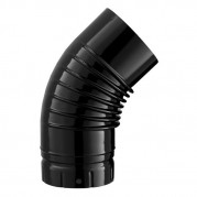 Coude émaillé plissé 45° noir brillant 150 mm de diamètre - POUJOULAT - 56150421