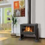 Poêle à bois contemporain CUBECO 2 14 kW Peint anthracite GODIN 373136