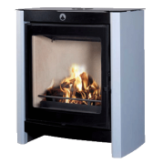 Poêle à bois contemporain Jaspe 12 kW Gris aluminium DEVILLE C07728.11