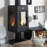 Poêle à bois contemporain LUXOR 3 10 kW Peint anthracite GODIN 389149
