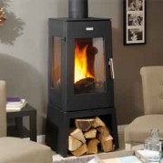Poêle à bois contemporain LUXOR 4 10 kW Peint anthracite GODIN 389147