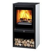 Poêle à bois contemporain Mercure 50 étanche 5 kW Verre noir DEVILLE C077AL.V01