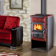 Poêle à bois 10 kW MODERNA - MAGICO Rouge Radiateur+