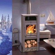 Poêle en acier avec chauffe-assiette et bûcher Niza - PANADERO