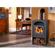 Poêle en acier avec chauffe-assiette et bûcher Nogal - PANADERO