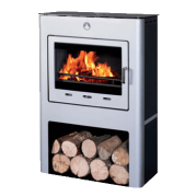 Poêle à bois contemporain Topaze 1 9 kW Gris aluminium DEVILLE C07708.11