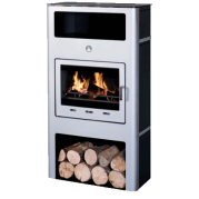 Poêle à bois contemporain Topaze 2 9 kW Gris aluminium - DEVILLE - C07709.11