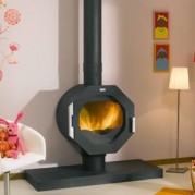 Poêle à bois contemporain TOPAZE 10,6 kW Peint anthracite GODIN 371106