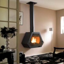 Poêle à bois contemporain ALBA 10,6 kW Peint anthracite GODIN 376001