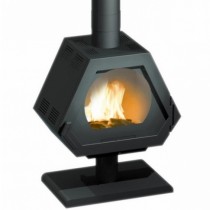 Poêle à bois contemporain ALBA SUR PIED 10.6 kW Peint anthracite GODIN 376002