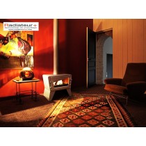 Poêle cheminée en fonte Ch'ti Poêle - INVICTA - Coloris Rouge