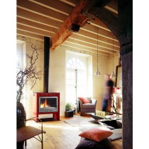 Poêle cheminée avec habillage Phoenix - INVICTA - Finition Rouge