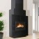 Poêle à bois contemporain ARTIC 3 12 kW Peint anthracite et décor verre teinté noir GODIN 680155