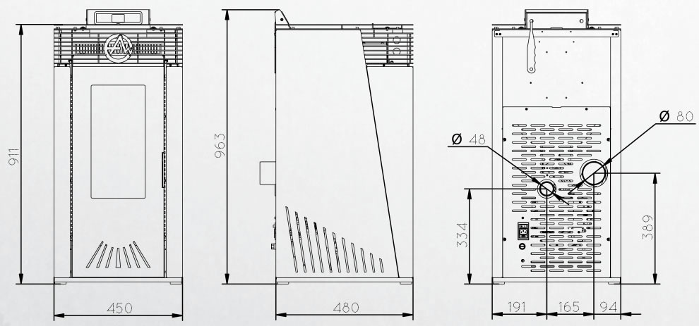 dimension poele granules