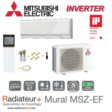 Climatisation Murale Inverter Mitsubishi Prêt à poser  MSZ-EF50VE/MUZ-EF50VE (5.0kW) + KIT 03KPS1412M1